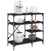 Bakkersrek 90x40x84 cm bewerkt hout en metaal zwart - thumbnail