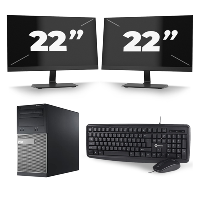 Dell Optiplex 3020 Micro Tower - Intel Core i7-4e Generatie - 16GB RAM - 256GB SSD - Windows 10 + 2x 22 inch Monitor