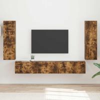 Tv-meubelset Wandgemonteerd 4 pcs Gerookt eiken Bewerkt hout - thumbnail