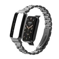 Metalen schakelband met case - Zwart - Xiaomi Smart band 7 Pro - thumbnail