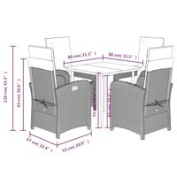 5-delige Tuinset met kussens poly rattan zwart - thumbnail