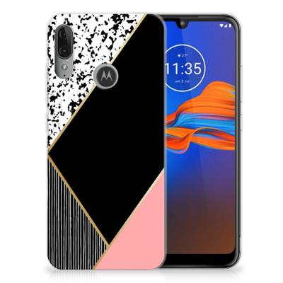 Motorola Moto E6 Plus | TPU Hoesje | Zwart Roze Vormen