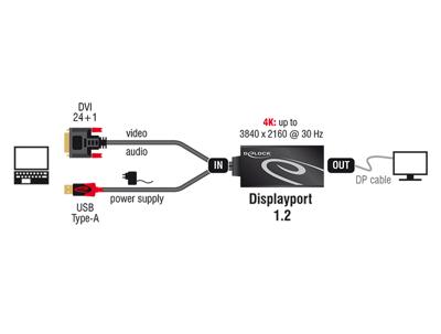 Delock 62596 Adapter DVI male > DisplayPort 1.2 female zwart Delock 62596 Adapter DVI male > DisplayPort 1.2 female zwart