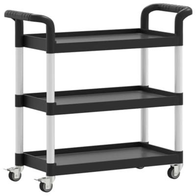 Trolley 3-laags 77x34x72 cm aluminium zwart Trolley 3-laags 77x34x72 cm aluminium zwart