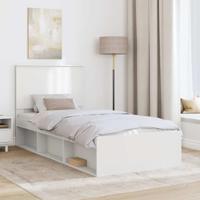 Bedframe met hoofdeinde Wit 100 x 200 cm Massief grenenhout - thumbnail