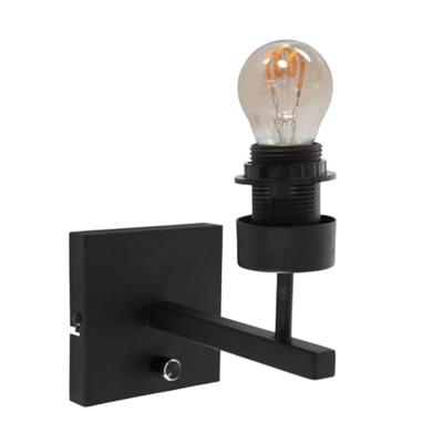 Steinhauer WandlampStang met dimmer zwart en bamboe kapje - 3709ZW