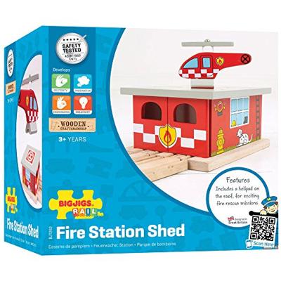 Bigjigs houten rails brandweerkazerne - thumbnail