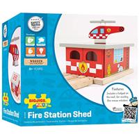Bigjigs houten rails brandweerkazerne - thumbnail