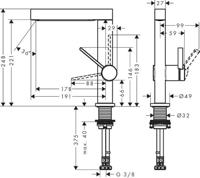 Wastafelmengkraan Finoris HansGrohe Eengreeps 230 Draaibare Uitloop Met PushOpen Waste Chroom - thumbnail