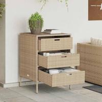 Tuinkast 55x59x80 cm poly rattan beige - thumbnail
