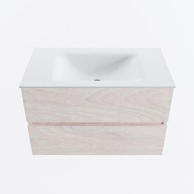 MONDIAZ VICA 80cm badmeubel onderkast Underlayment 2 lades. Wastafel CLOUD midden 1 kraangat, kleur Talc.