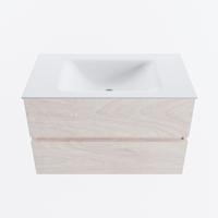 MONDIAZ VICA 80cm badmeubel onderkast Underlayment 2 lades. Wastafel CLOUD midden 1 kraangat, kleur Talc. - thumbnail