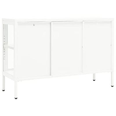 Dressoir 105x35x70 cm staal en glas wit
