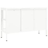Dressoir 105x35x70 cm staal en glas wit - thumbnail