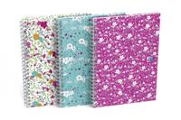 Oxford Floral softcover spiraalschrift, ft B5, 60 vel, geruit 5 mm, 3 geassorteerde designs - thumbnail