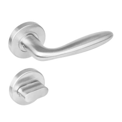 Deurkruk 1281 Jupiter op rond rozet staal met 7mm nok met WC 8mm RVS
