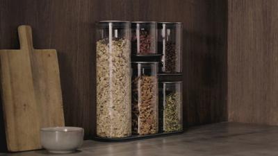 Joseph Joseph Podium Voorraadbox 1.9 l, 1.3 l, 0.9 l, 0.9 l, 0.5 l Set van 5 stuks Glas, RVS Met deksel Transparant, Zilver 95035 - thumbnail