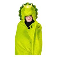 Noxxiez knuffeldeken met capuchon dino, 130x100cm - thumbnail