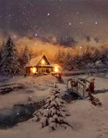 Led Canvas 38X48Cm / Meisje Met Slee 3Led En 42 Fiber / 2Aa kerstverlichting Anna's Collection - Annas collection - thumbnail