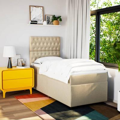 Boxspring met matras stof crèmekleurig 120x200 cm