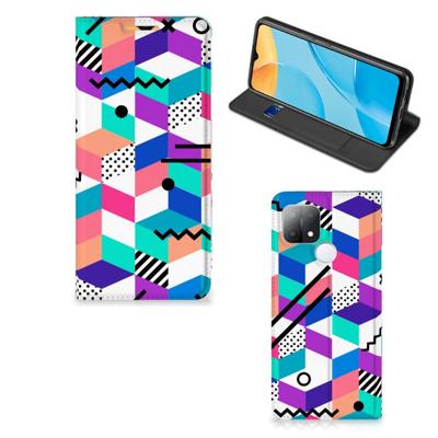 OPPO A15 Stand Case Blokken Kleurrijk OPPO A15 Stand Case Blokken Kleurrijk