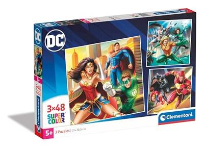 Clementoni legpuzzel super color vierkant dc comics justice league, 3x48st.