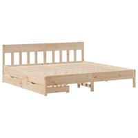 vidaXL Bedframe met hoofdbord massief grenenhout 180x200 cm, bed, bed ombouw, twijfelaar bed, bedbodem, slaapkamermeubel, 2 persoonsbed - thumbnail