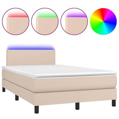 Boxspring met matras en LED kunstleer cappuccinokleur 120x200cm