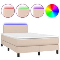 Boxspring met matras en LED kunstleer cappuccinokleur 120x200cm - thumbnail