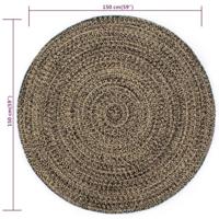 Vloerkleed handgemaakt 150 cm jute zwart en naturel - thumbnail