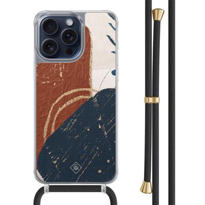 iPhone 15 Pro Max hoesje met zwart koord - Abstract terracotta