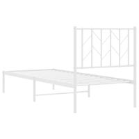 Bedframe met hoofdbord metaal wit 150x200 cm - thumbnail