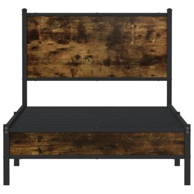 Bedframe zonder matras metaal gerookt eikenkleurig 75x190 cm