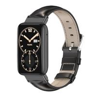 By Qubix - Echt leren bandje - Zwart met zwarte aansluiting - Compatible met Xiaomi Smart band 7 Pro - Compatible Xiaomi bandje - thumbnail