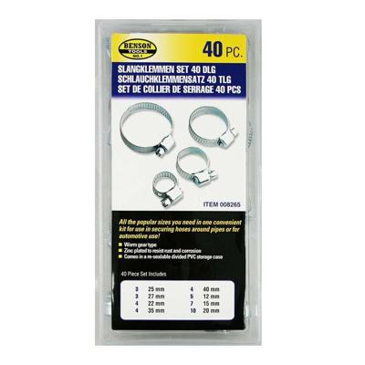 Slangklem assortiment, 40 stuks in opbergbox