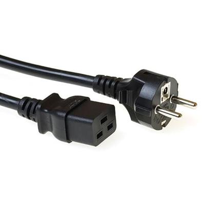 ACT AK5411 230V Stroomkabel Randaarde Stekker Schuko CEE7/7 Male/C19 Zwart - 1,5 meter