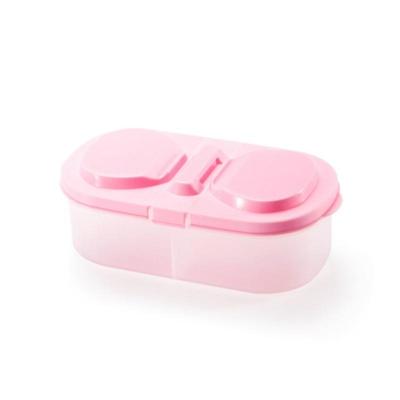 Lunch box voedsel container plastic draagbare camping picknick vouwen fruit container koelkast magnetron opbergdoos (roze)