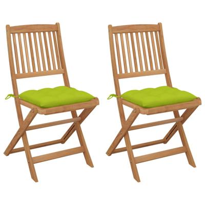 vidaXL Tuinstoelen 2 st inklapbaar met kussens massief acaciahout