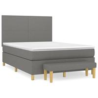 Boxspring met matras stof donkergrijs 140x200 cm - thumbnail