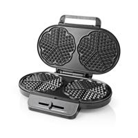 Nedis kawp110fbk dubbel wafelijzer 2x 14 cm 1200 w zwart - thumbnail