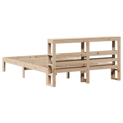 Bedframe met hoofdbord massief grenenhout 140x190 cm - thumbnail