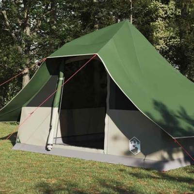 VidaXL Tipi tent met dak met opslag groen 364 x 281 x 257 cm taft