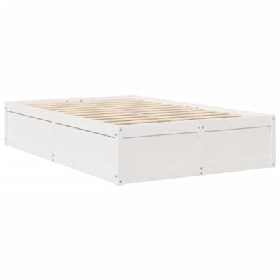 Bedframe zonder matras massief grenenhout wit 135x190 cm