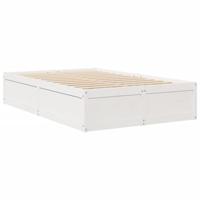 Bedframe zonder matras massief grenenhout wit 135x190 cm - thumbnail