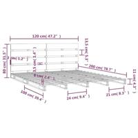 Bedframe zonder matras massief grenenhout wit 120x200 cm - thumbnail