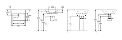 Wastafel Villeroy & Boch Subway 3.0 Met CeramicPlus Zonder Kraangat Zonder Overloop 55x44x16.5 cm Wit Alpin