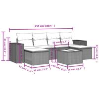 6-delige Loungeset met kussens poly rattan beige - thumbnail