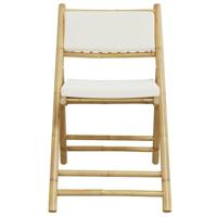 3-delige Bistroset inklapbaar met kussens bamboe crèmewit - thumbnail