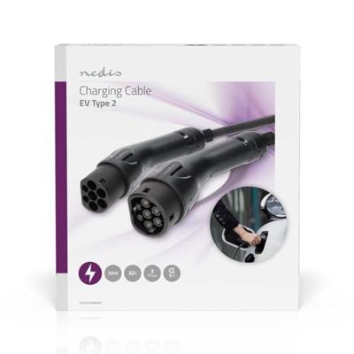 Nedis Kabel voor elektrische voertuigen | Cable Type 2 | 32 A | 22000 W | 3-fasen | 5.00 m | Zwart | Gift Box - EVCA22KWBK50