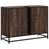 Wastafelkast 80x33x60 cm bewerkt hout bruin eikenkleurig - thumbnail